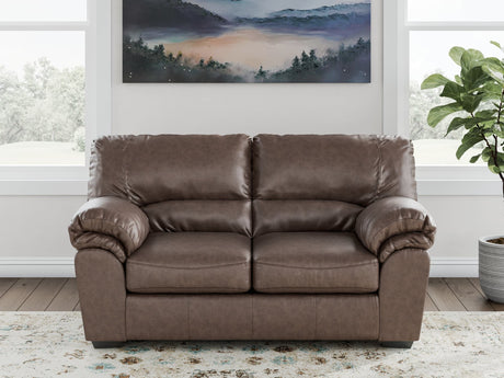 WillowBend Umber Faux Leather Loveseat