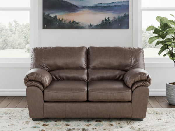WillowBend Umber Faux Leather Loveseat