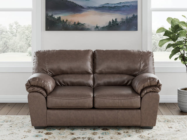 WillowBend Umber Faux Leather Loveseat