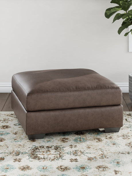 WillowBend Umber Faux Leather Oversized Accent Ottoman