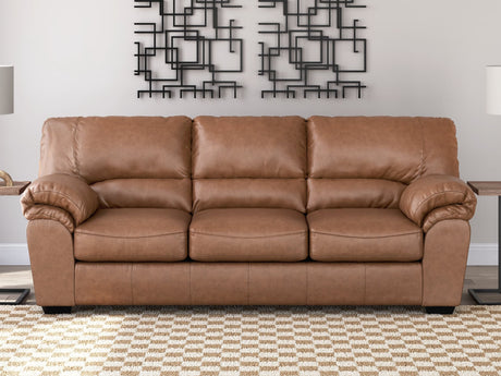 WillowBend Caramel Faux Leather Sofa