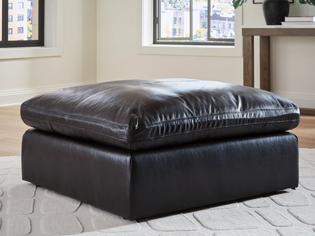 Emilia Black Leather Oversized Accent Ottoman