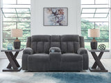 Observation Steel Velvet Power Reclining Loveseat with Console