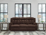 Observation Chocolate Velvet Power Reclining Sofa with Drop Down Table