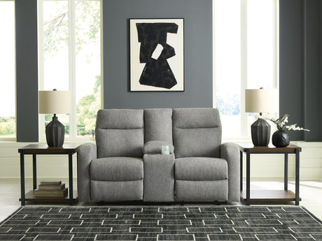 Gauntlet Sterling Chenille Reclining Loveseat with Console