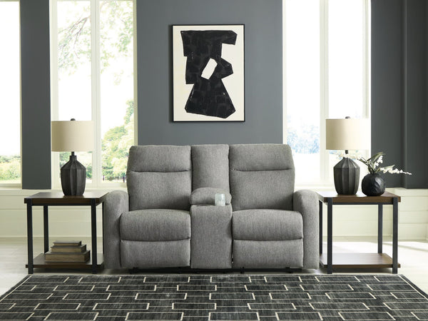 Gauntlet Sterling Chenille Reclining Loveseat with Console