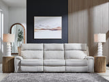 Social Pointe Pearl/Ash Chenille 3-Piece Power Reclining Sectional