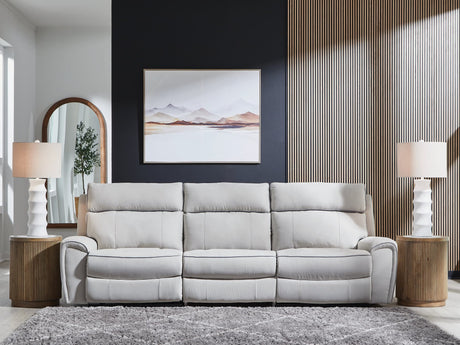 Social Pointe Pearl/Ash Chenille 3-Piece Power Reclining Sectional