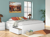 Onita White King Platform Bed with 1 Side Storage
