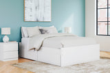 Onita White Queen Platform Bed with 1 Side Storage