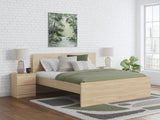 Onita Natural Queen Panel Platform Bed with 2 Side Storage