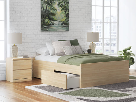 Onita Natural Full Platform Bed with 2 Side Storage
