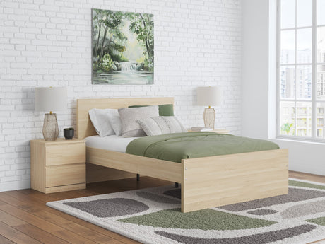 Onita Natural Full Panel Platform Bed with 1 Side Storage