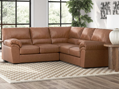 WillowBend Caramel Faux Leather 2-Piece Sectional