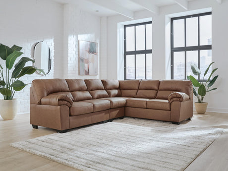 WillowBend Caramel Faux Leather 3-Piece Sectional
