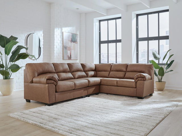 WillowBend Caramel Faux Leather 3-Piece Sectional