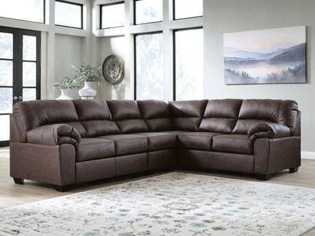 WillowBend Umber Faux Leather 3-Piece Sectional