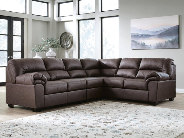 WillowBend Umber Faux Leather 3-Piece Sectional