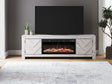 Cayboni Whitewash 71" TV Stand with Electric Fireplace