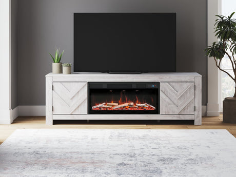 Cayboni Whitewash 71" TV Stand with Electric Fireplace
