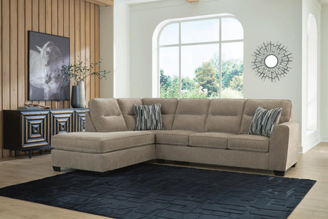 Olten Mocha Chenille 2-Piece Sectional with Chaise
