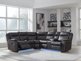 Sultan Meadow Carbon Faux Leather 2-Piece Reclining Sectional