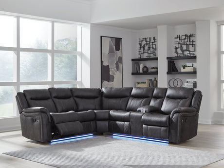 Sultan Meadow Carbon Faux Leather 2-Piece Reclining Sectional