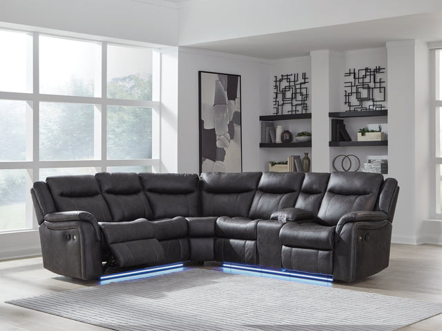 Sultan Meadow Carbon Faux Leather 2-Piece Reclining Sectional