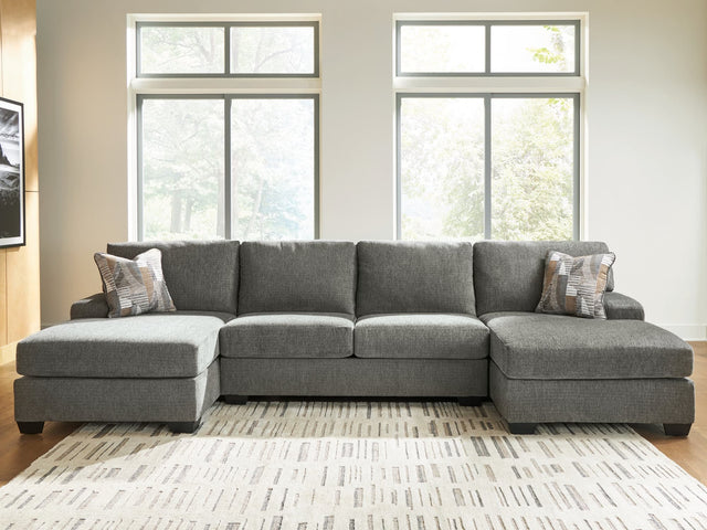Clarington Greystone Chenille 3-Piece Sectional with Double Chaise