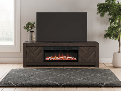 Cayboni Black 71" TV Stand with Electric Fireplace