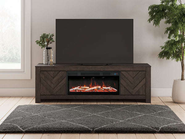 Cayboni Black 71" TV Stand with Electric Fireplace