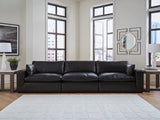 Emilia Black Leather 3-Piece Sectional Sofa