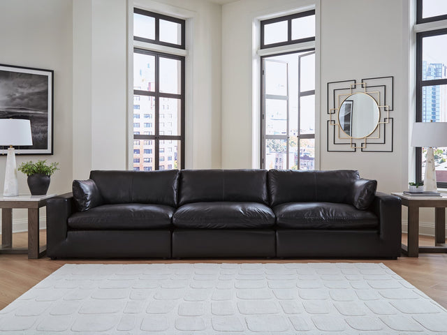 Emilia Black Leather 3-Piece Sectional Sofa