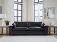 Emilia Black Leather 2-Piece Sectional Loveseat