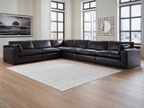 Emilia Black Leather 6-Piece Sectional
