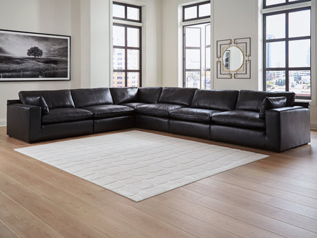 Emilia Black Leather 6-Piece Sectional