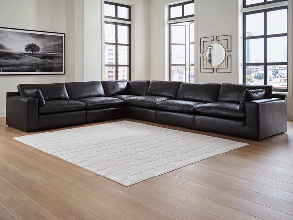 Emilia Black Leather 6-Piece Sectional