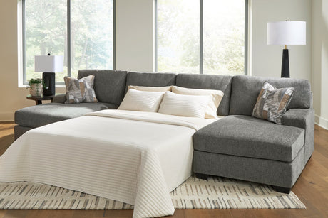 Clarington Greystone Chenille 3-Piece Sleeper Sectional with Double Chaise