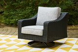 Beachcroft Black/Light Gray Outdoor Sofa with 2 Lounge Chairs