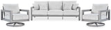 Hurley Gray Park Outdoor Sofa with 2 Lounge Chairs