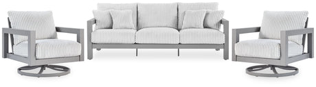Hurley Gray Park Outdoor Sofa with 2 Lounge Chairs