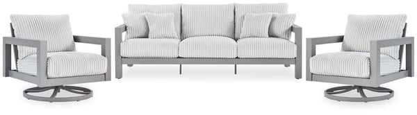 Hurley Gray Park Outdoor Sofa with 2 Lounge Chairs