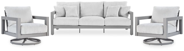 Hurley Gray Park Outdoor Sofa with 2 Lounge Chairs