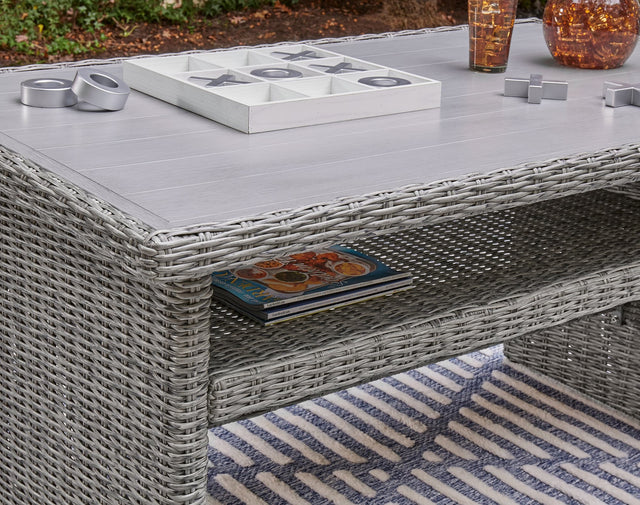 Naples Light Gray Beach 2-Piece Outdoor Sectional with Multi-use Table and Bench