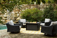 Beachcroft Black/Light Gray Outdoor Fire Pit Table and 4 Chairs
