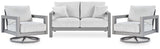 Hurley Gray Park Outdoor Loveseat with 2 Lounge Chairs