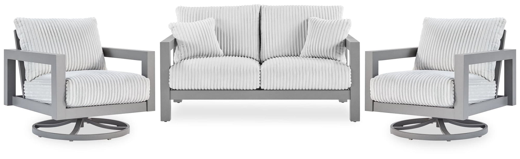 Hurley Gray Park Outdoor Loveseat with 2 Lounge Chairs