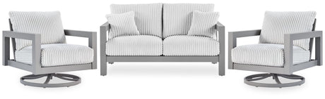Hurley Gray Park Outdoor Loveseat with 2 Lounge Chairs