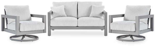 Hurley Gray Park Outdoor Loveseat with 2 Lounge Chairs