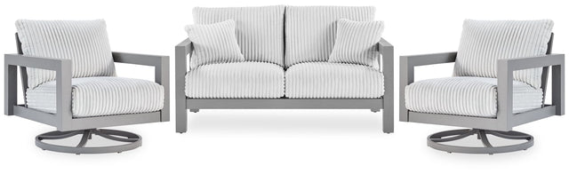 Hurley Gray Park Outdoor Loveseat with 2 Lounge Chairs